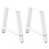Set 2 Picioare Masa Cafea Otel Alb 70x43 cm Forma A Reglabile | Suport Metalic Masuta Design Modern