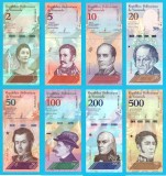 Venezuela SET Complet 8x (p#101-108) 2-500 Bolivares Soberano 2018 UNC 'Bolivares Soberano'
