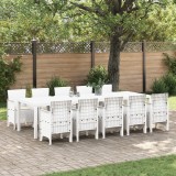 vidaXL Set de masă pentru grădină cu pernă 11 pcs Alb 10-Persoane