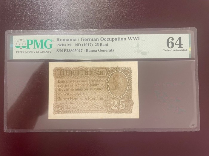 Romania 25 bani 1917 pick M1 BGR grad 64 pmg