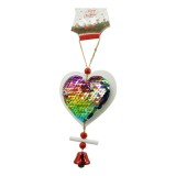 Ornament de brad inima din paiete, flippy, multicolor, lemn, 18 cm