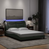 VidaXL Cadru de pat cu LED fără saltea Gri &icirc;nchis 140x190 cm Material