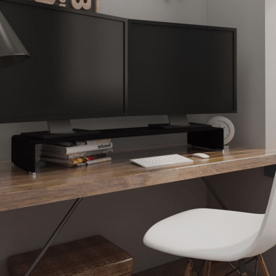 vidaXL Stand TV/Suport monitor, sticlă, 110x30x13 cm, negru foto