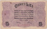 Bancnotă Rom&acirc;nia 5 lei 1917 Banca Generală Rom&acirc;nă, seria G4242596
