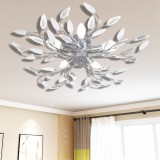 Cumpara ieftin Lustră cristale acrilice formă frunze, transparent &amp; alb, 5 becuri E14, vidaXL