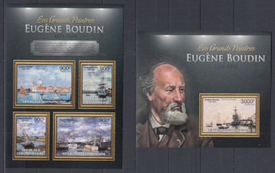 R.Centrafricana 2013 - Pictura - EUGENE BOUDIN - BL + KB - MNH - MI. 30 Eur. foto