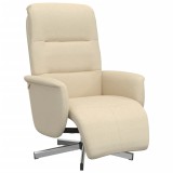 Cumpara ieftin Scaun rabatabil cu suport pentru picioare crem material textil