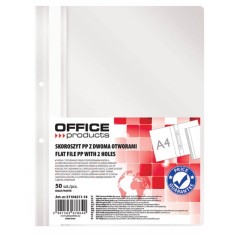 Dosare din Plastic cu Sina si Doua Perforatii, 50 Buc/Set, 225x305 mm, Capacitate 200 Coli, Culoare Alba, Dosare din Plastic OFFICE Products, Dosar pe foto