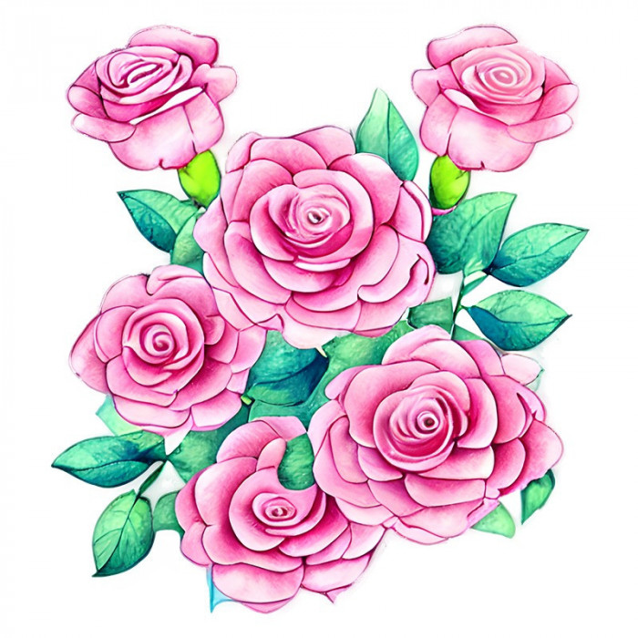 Sticker decorativ, Trandafiri, Roz, 66 cm, 10829ST