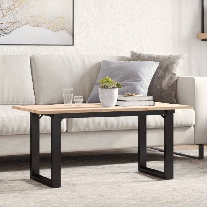 vidaXL Masă de cafea, cadru O, 100x50x45 cm, lemn masiv pin și Oţel 3282666