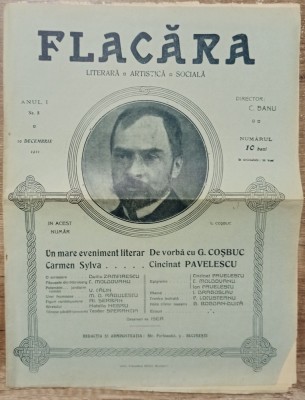 Revista Flacara// anul I, no. 8, 10 decembrie 1911, George Cosbuc foto