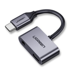 Adaptor Ugreen, Audio Converter, USB Type-C to USB Type-C to Jack 3.5 mm, Gri foto