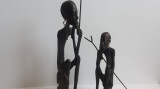 Unicat, Set doua statuete bronz patina naturala-doi razboinici, provenienta Asia