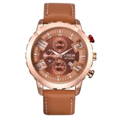 Ceas barbatesc Xinew calendar brown foto