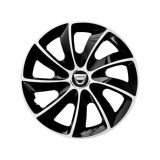 Set 4 Capace Roti potrivite jantelor de 15 inch, pentru Dacia, model Stig Extra Black &amp; White, Autohelix MSA