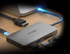 D-Link 6-in-1 USB-C Hub with HDMI, SD/microSD card reader and power delivery, DUB-M610, 1* USB-C connector with USB cable 11.5 cm, 1* HDMI Port, 2* US foto