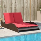 vidaXL Șezlong cu perne maro 114x205x73 cm, poliratan 368294