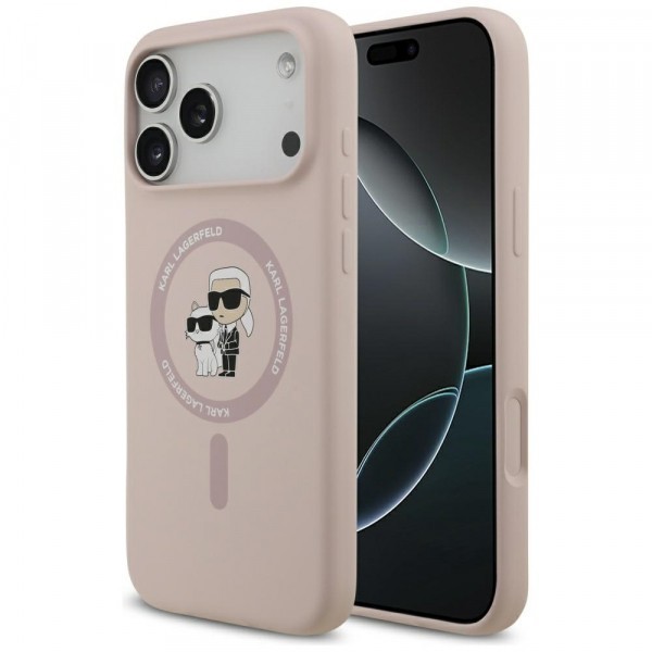 Husa MagSafe pentru Apple iPhone 17 Pro Max, Karl Lagerfeld, Ring Karl &amp; Choupette, Roz