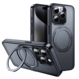 Husa de protectie din policarbonat Hoco Stand Magnetic Case, pentru iPhone 15 Pro Max - Negru
