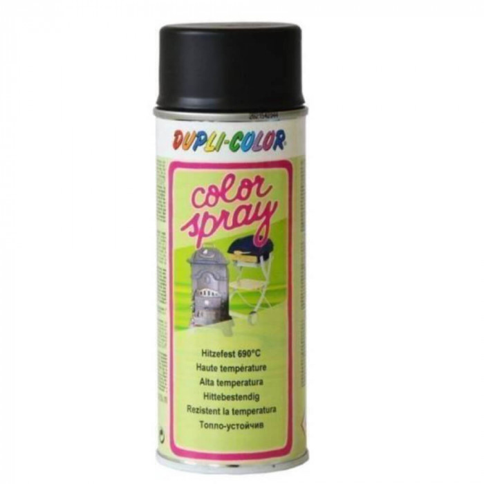 Vopsea Spray Rezistenta la Temperatura de 690 de Grade DUPLI-COLOR, 400ml, Negru, Vopsea Spray, Vopsea Spray Decorativa, Vopsea Spray Neagra, Vopsea R