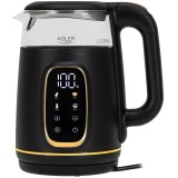 Fierbator de apa Adler AD 1305BS, 1.7 l, 2200 W, Afisaj LED, Baza pivotanta 360, Filtru calcar, 5 presetari, Negru/Auriu