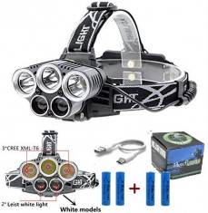 Lanterna Cu 5 LED-uri 3 - XML T6 + 2 - XPE + 4 Baterii X Balog 18650 8800 Mah foto