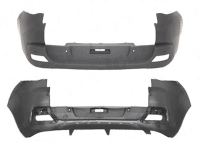 Bara spate Peugeot 3008, 08.2009-09.2016, cu gauri pt. senzori parcare; negru grunduit; cu gauri pentru spoiler foto