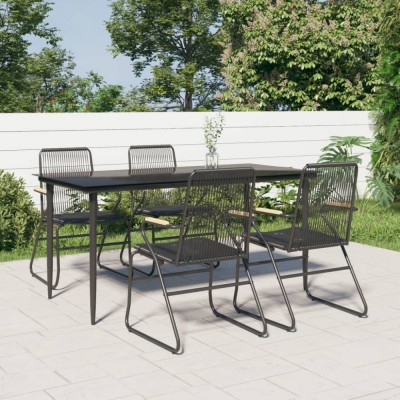 vidaXL Set mobilier de grădină, 5 piese, negru, ratan PVC foto