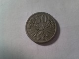 Moneda Cehoslovacia 50 haleri 1922, cal. F.Buna