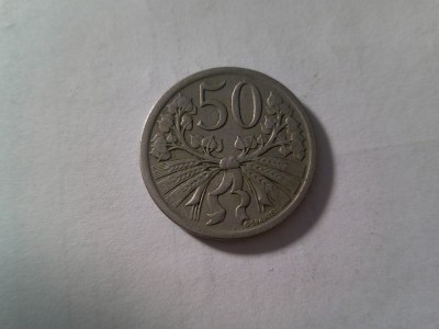 Moneda Cehoslovacia 50 haleri 1922, cal. F.Buna foto