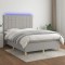 vidaXL Pat cu arcuri, saltea și LED, gri deschis, 140x200 cm, textil 3135437