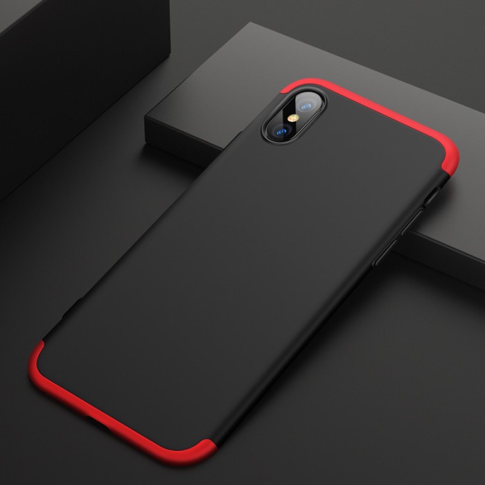 Husa Full Cover 360 GKK Apple iPhone X, iPhone 10 - Negru-Rosu