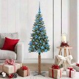 vidaXL Brad de Crăciun subțire cu 150 LED Verde și alb 150 cm 3394893