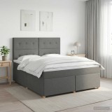 Cumpara ieftin Pat boxspring cu saltea Gri inchis 160 x 200 cm Tesatura