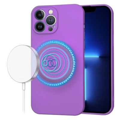 Husa silicon iPhone 13 Pro Max Techsuit SoftFlex MagSafe, mov foto