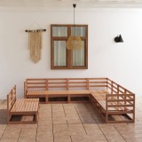vidaXL Set mobilier de grădină, 9 piese, maro miere, lemn masiv de pin 3075857