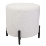 Taburet decorativ puf alb cu picioare metalice &Oslash;38x40cm, CMCLASS