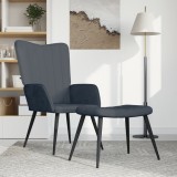 Gossi scaun de relaxare cu taburet, gri inchis, catifea