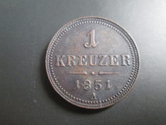 Imperiul Austro Ungar _ 1 kreuzer _ 1851 (A) foto