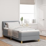 Pat Box Spring vidaXL cu Saltea Gri Deschis 90x200 cm țesătură