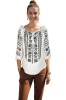 Bluza dama RS25 alb/negru mahon , marimea L, Casual, Bumbac