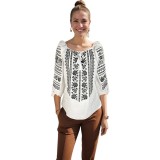 Bluza dama RS25 alb/negru mahon marimea S