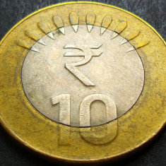 Moneda exotica bimetal 10 RUPII - INDIA, anul 2012 * cod 4866
