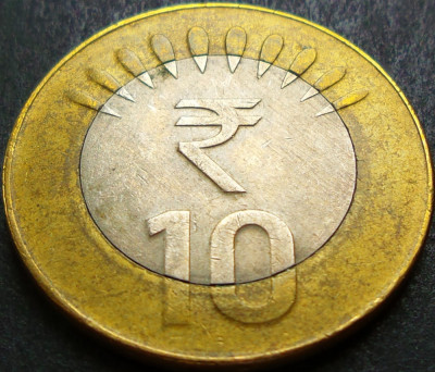 Moneda exotica bimetal 10 RUPII - INDIA, anul 2012 * cod 4866 foto