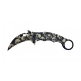 Briceag Vanatoare Karambit IdeallStore Skull-Trooper, Otel 440C, 20cm, Negru, Cutit Tactic, Anti-alunecare