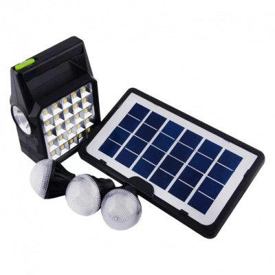 Sistem iluminare LED GD105, 3 becuri, panou solar, 80W foto