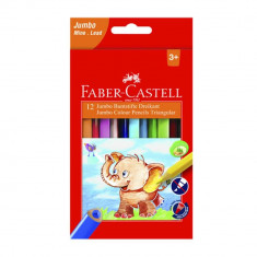 Set 12 Creioane Colorate Faber-Castell Jumbo, Triunghiulare, Creioane Faber Castell Jumbo, Creioane Colorate Jumbo, Creioane Colorate Corp Colorat, Cr