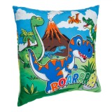 Pernă Decorativă, Dinozaur, Model Verde, 30x30cm, Poliester, Oem