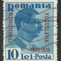 EROARE ROMANIA 1936 MICA INTELEGERE - PUNCT IN LITERA ,, G ''- SERIE STAMPILATA