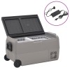 Ladă frigorifică cu roată și adaptor, 36 L, negru&amp;gri, PP &amp; PE